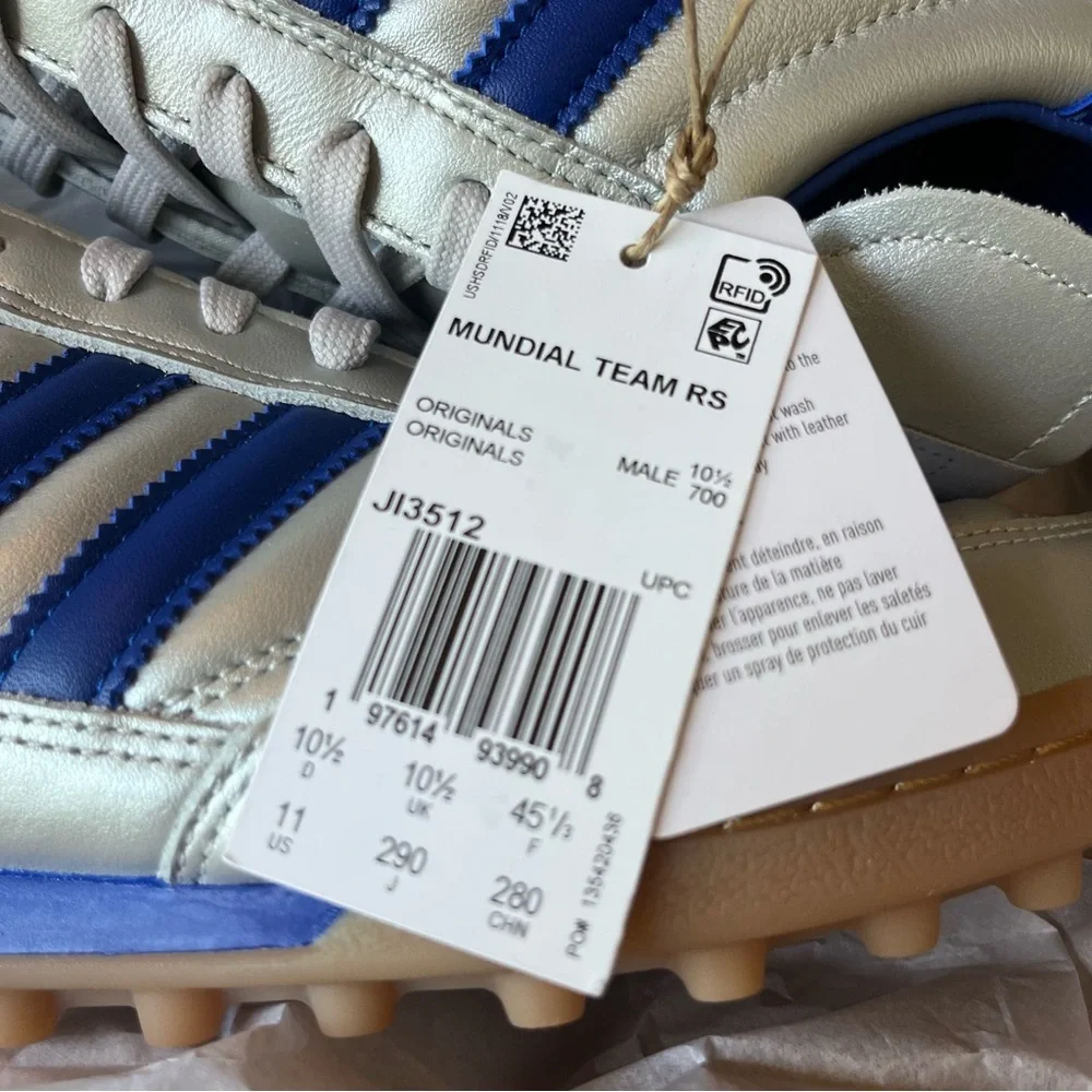 adidas Mundial Team Turf Soccer Cleats - Men's  11 / silver / blue / gum - Picture 4 of 6